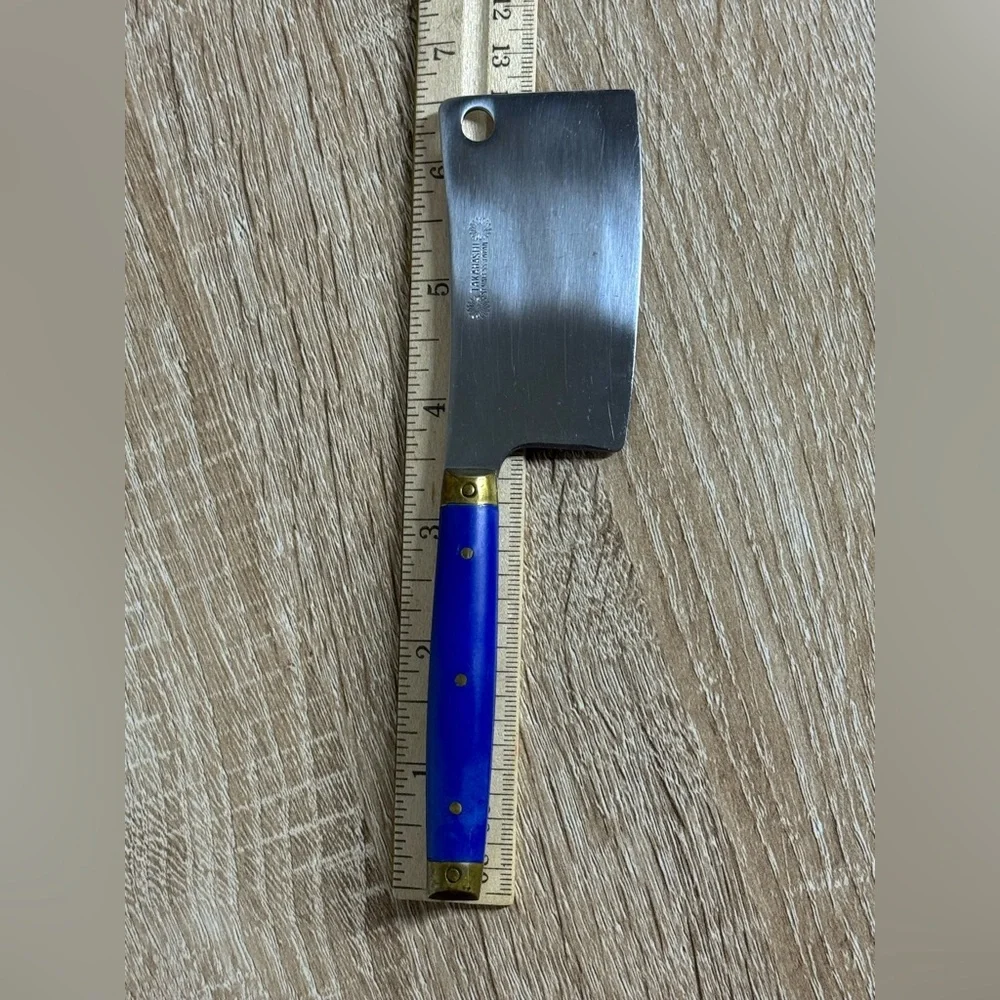Takahashi Vintage Mini 6.5” Cleaver Stainless Steel Blue Handle Japan